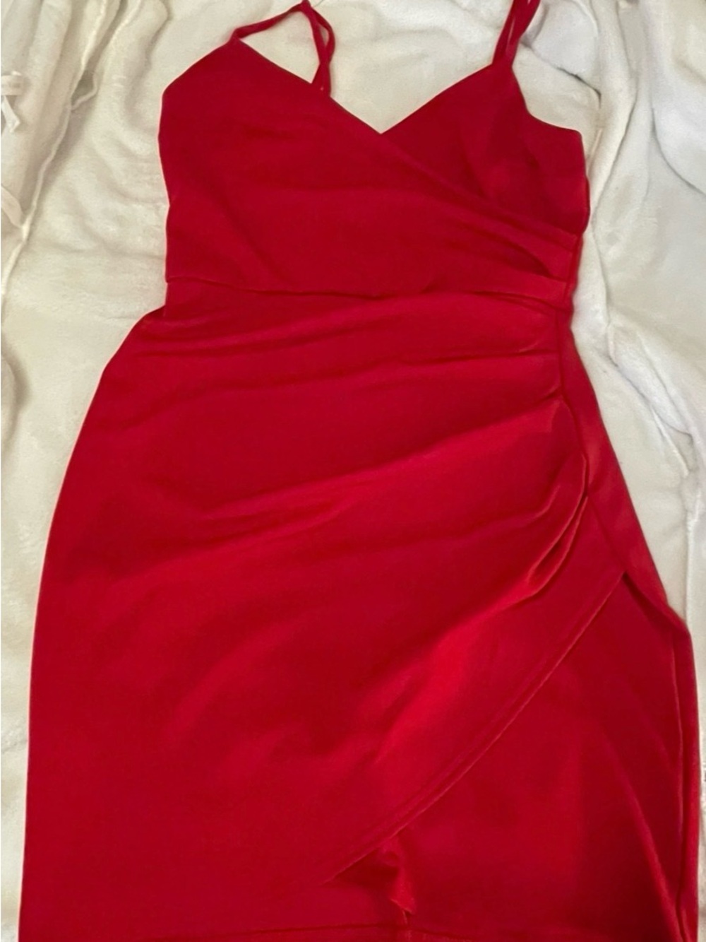 by & by Red Spaghetti Strap V-Neck Mini Dress